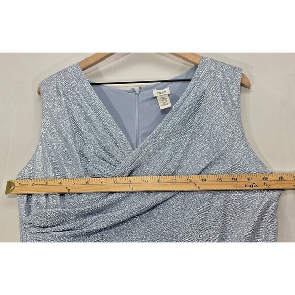 Cache Metallic Cocktail Dress Ruched Sleeveless Blue Silver Party Glam Fairy 14 - Picture 11 of 14